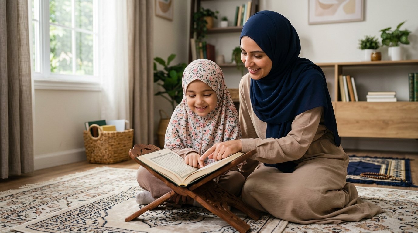 Teach Quran to kids at home with a parent