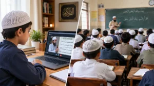 Child learning Quran online from home