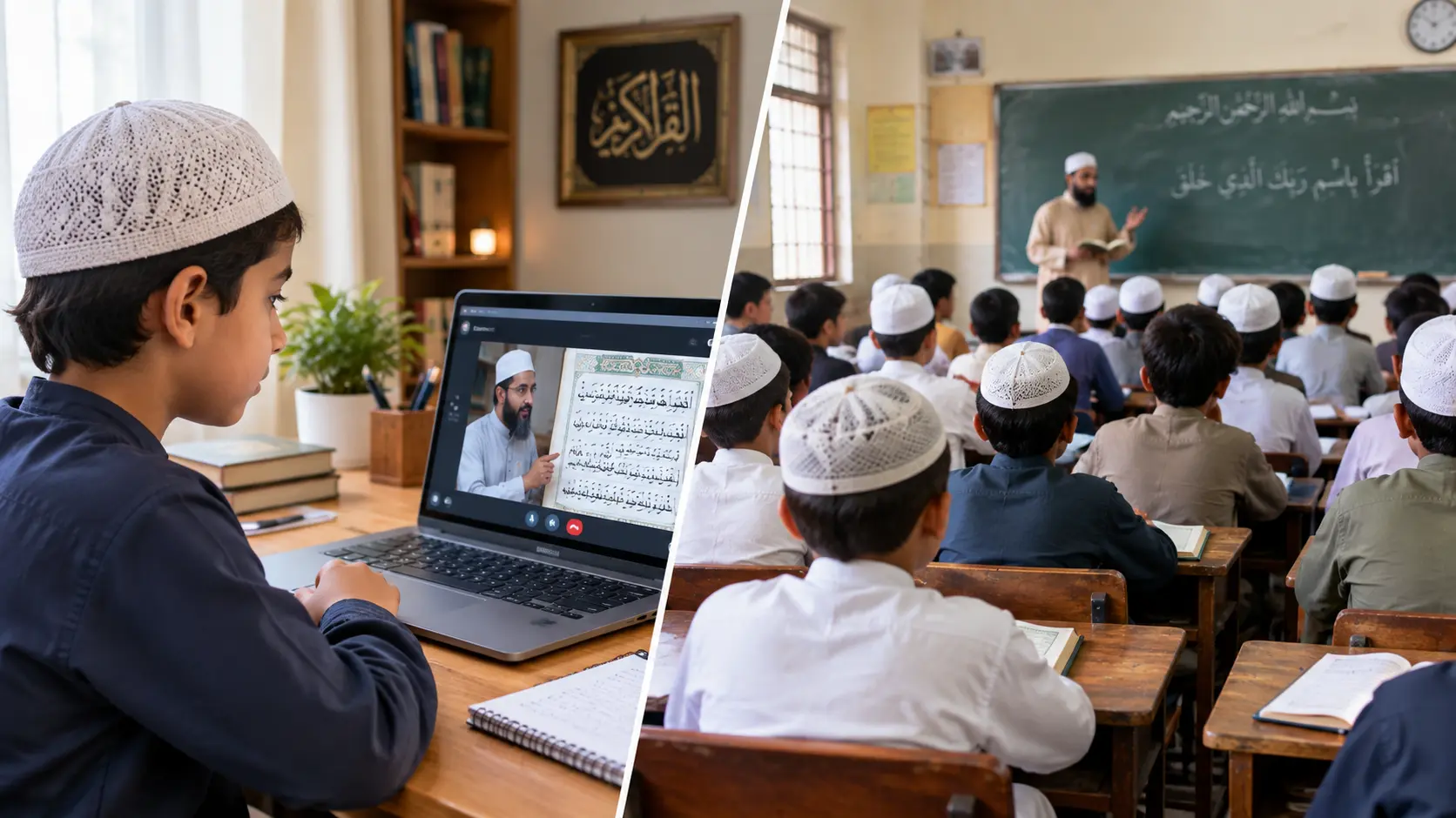 Child learning Quran online from home